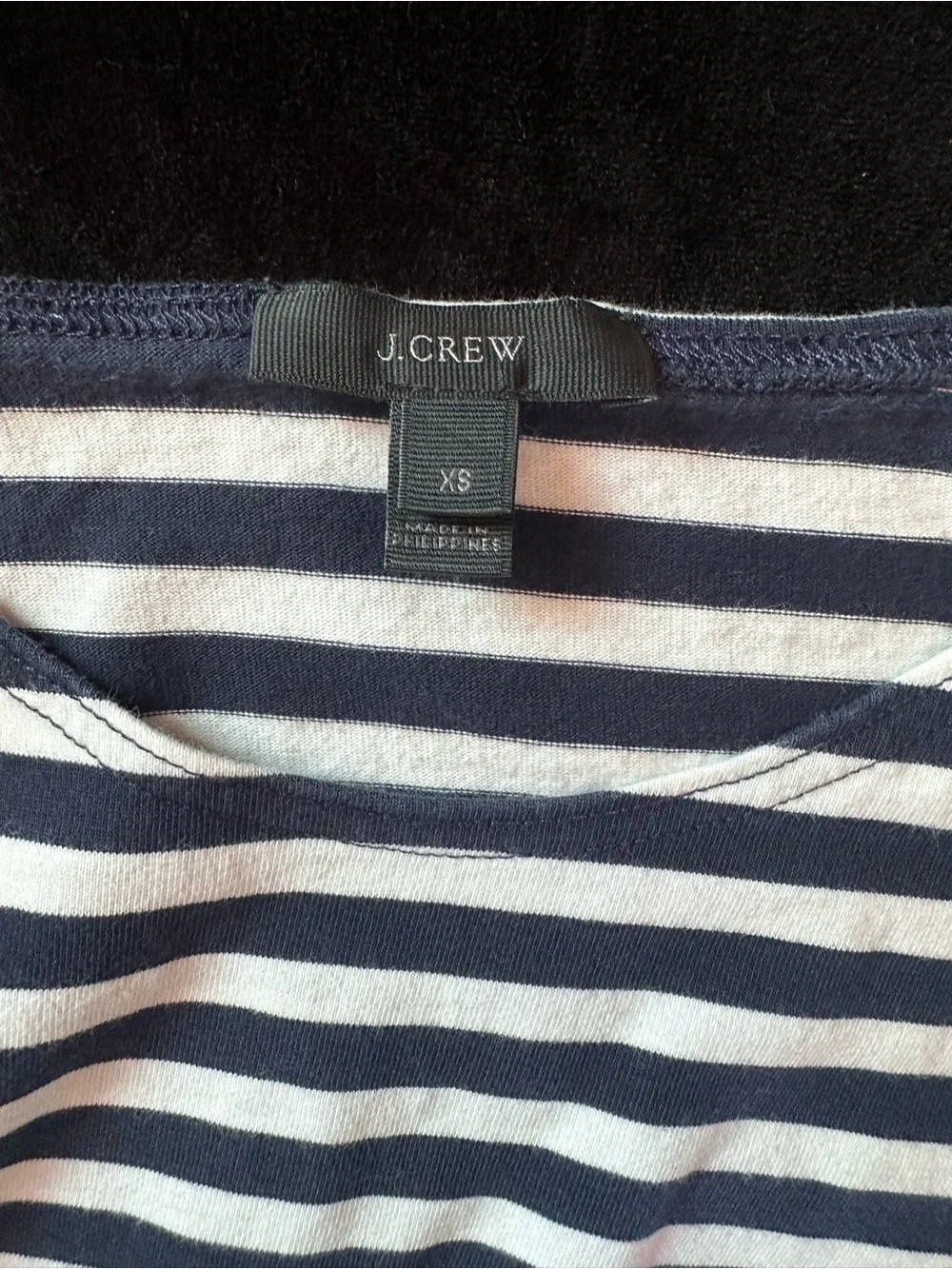 J. Crew blue & White Striped Short Sleeve Ruffle-Sleeve Tee